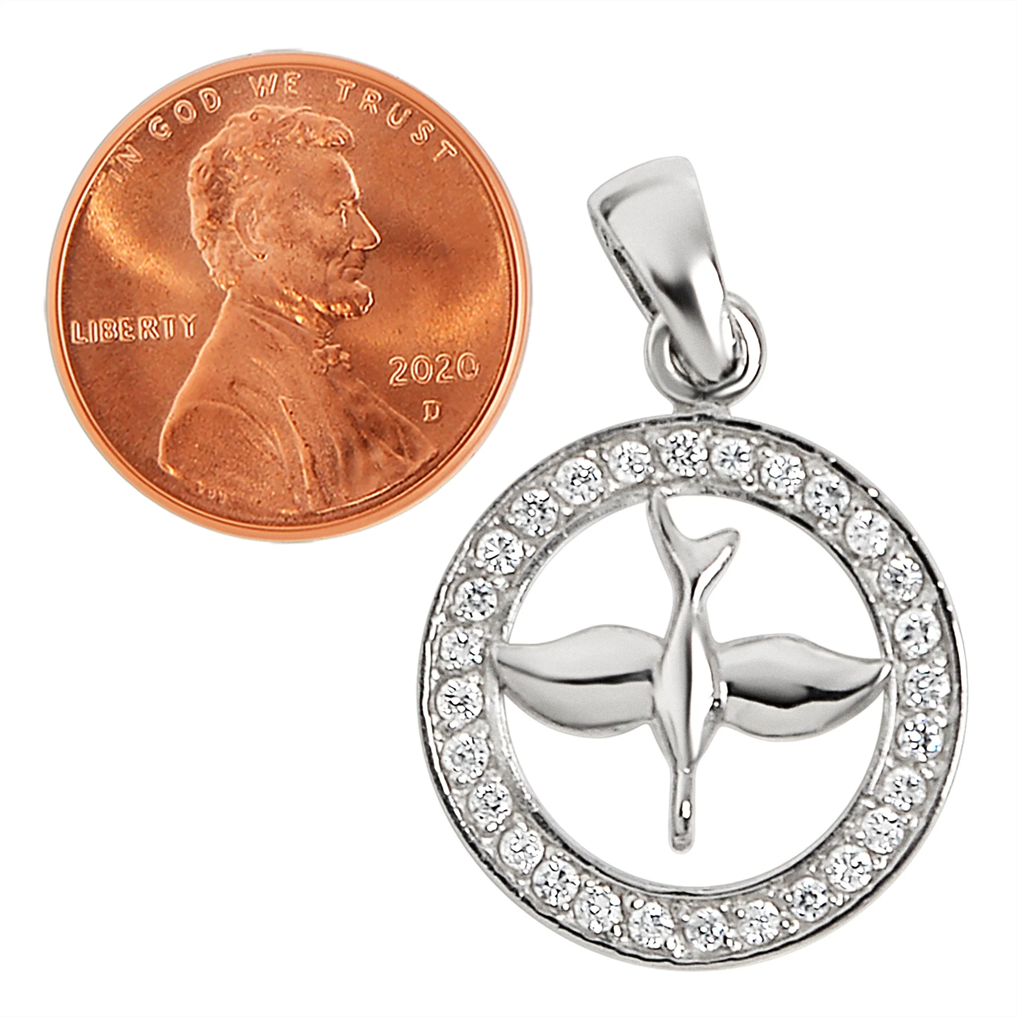 Sterling Silver CZ Circled Dove Pendant / SSP0186 - Image 4