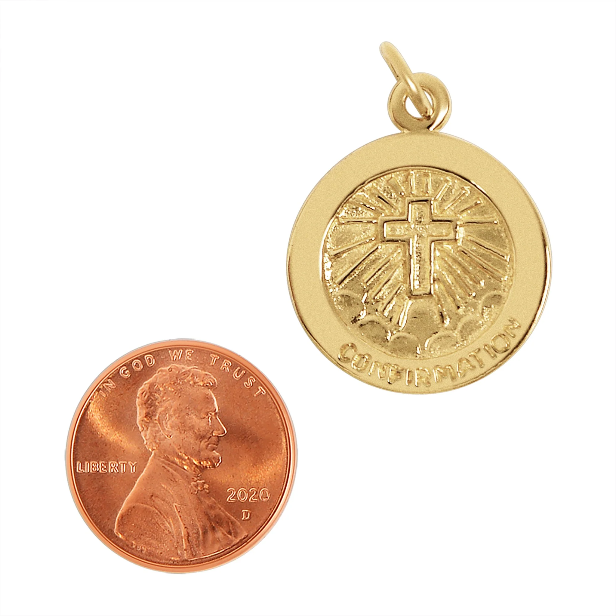Sterling Silver 18K Gold PVD Coated "Confirmation" Cross Pendant / SSP0181 - Image 4