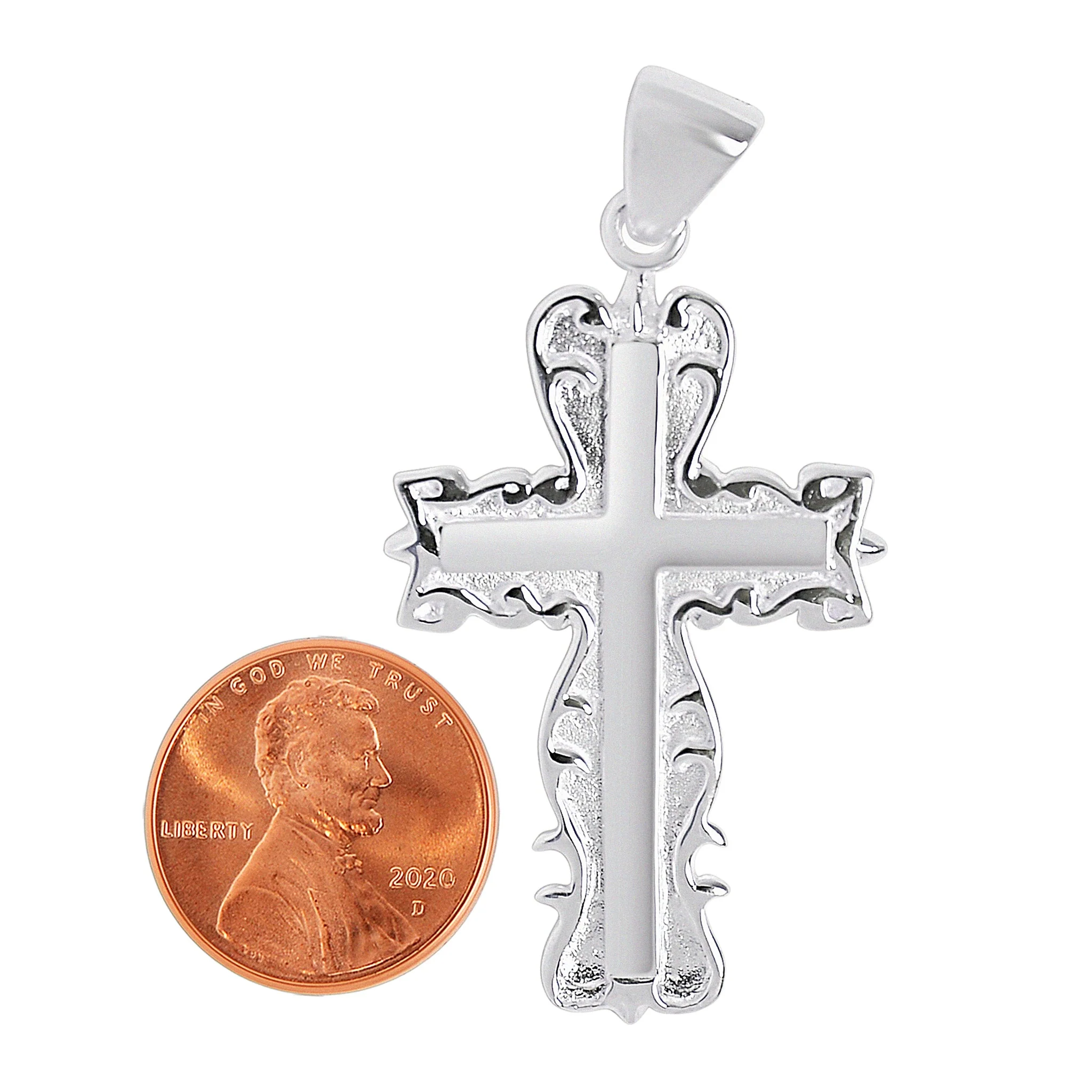 Sterling Silver Detailed Cross Pendant / SSP0020 - Image 4
